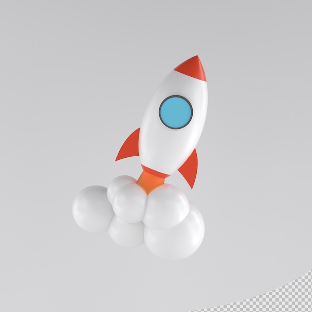 3d rendered rocket boost business icon