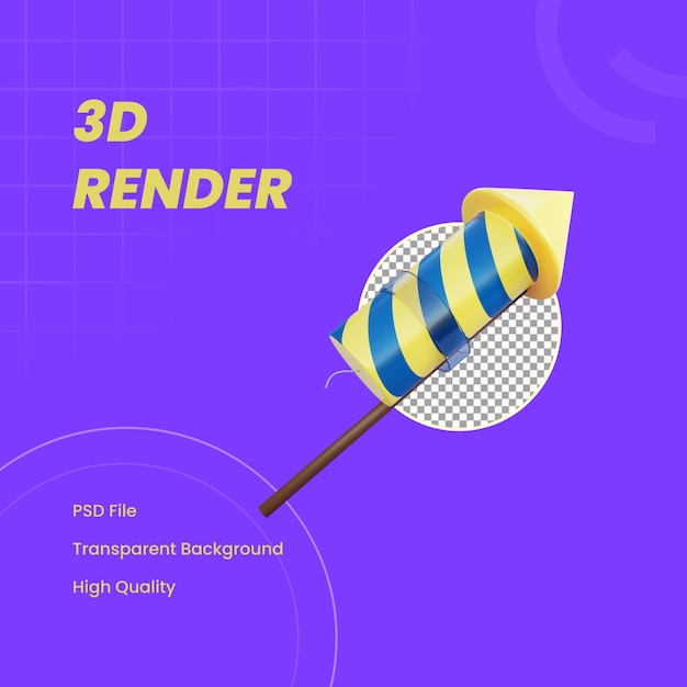 PSD 3d rendered rocket firecracker