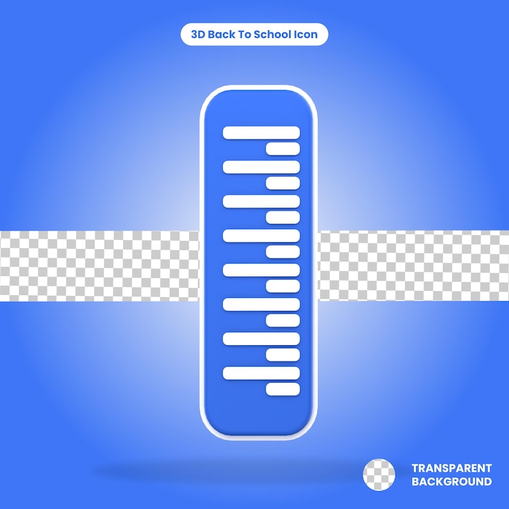 PSD 3d rendered ruler isolated on the transparent background