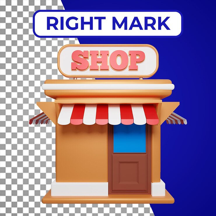PSD 3 d レンダリングされたショップまたはアイコンの建物の図