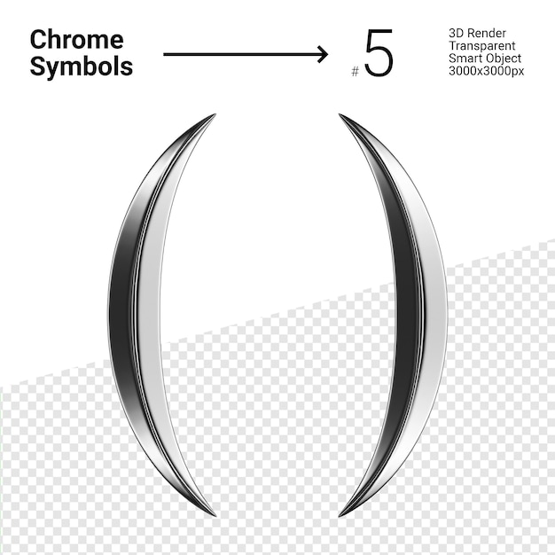 PSD 3d rendered silver chrome symbol open and close