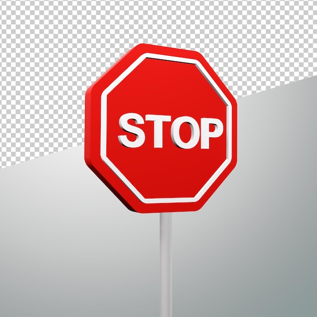 3d rendered standing stop sign