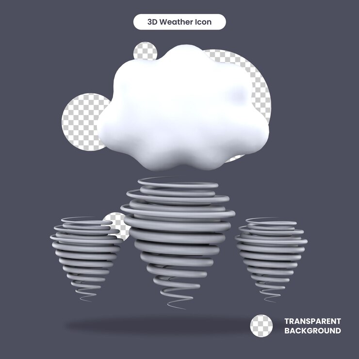 PSD 3d rendered supercell tornado isolated on the transparent background