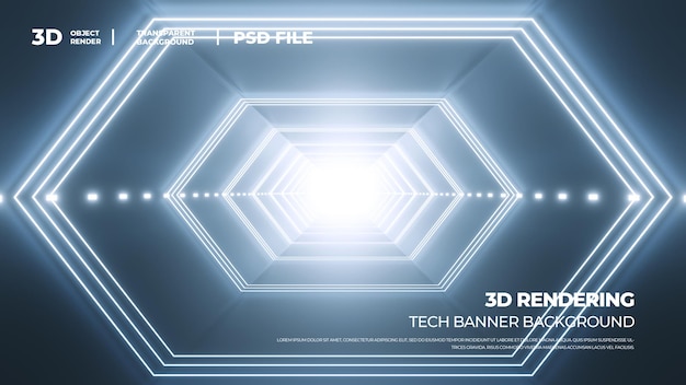 3D рендеринг технических линий туннель расширенный свет hd psd слоистый фон