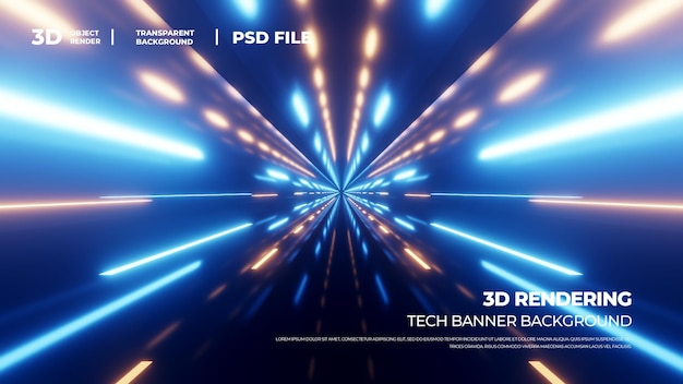 PSD 3d rendered tech lines tunnel extended light hd psd layered background