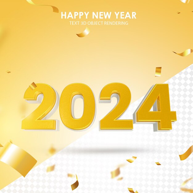 PSD 3d rendered text happy new year 2024