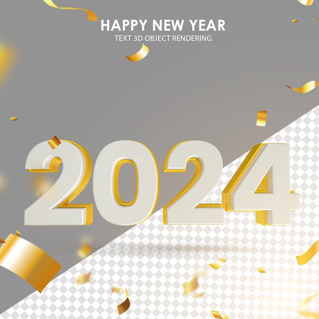 PSD 3d rendered text happy new year 2024