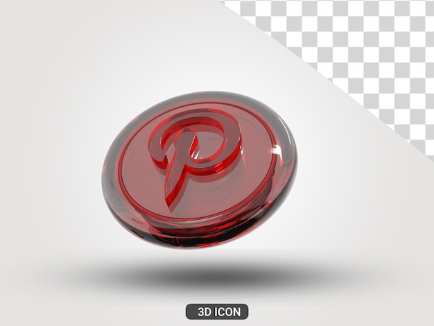 3D rendered transparent looking Pinterest 3D Icon