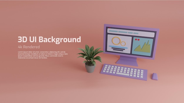 3d ha reso ui e ux sfondo design vista isolata