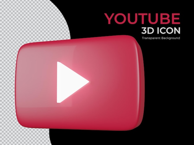 3d визуализация youtube прозрачный фон png значок вид сбоку