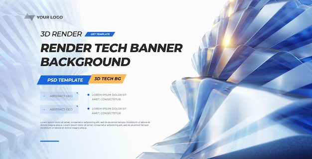 3D-renderet futuristisk tech banner skabelon PSD