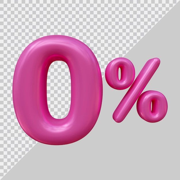 3d rendering of 0 percent with modern style