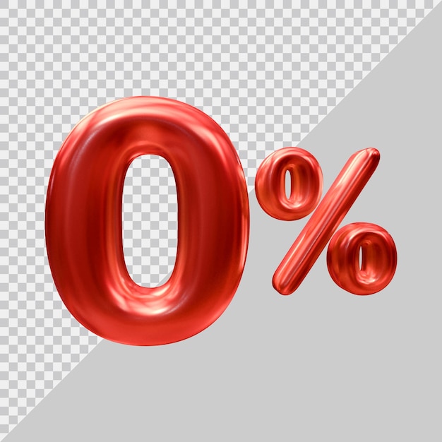 3d rendering of 0 percent with modern style