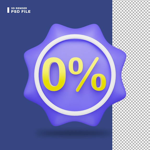 3d rendering 0% sale label icon