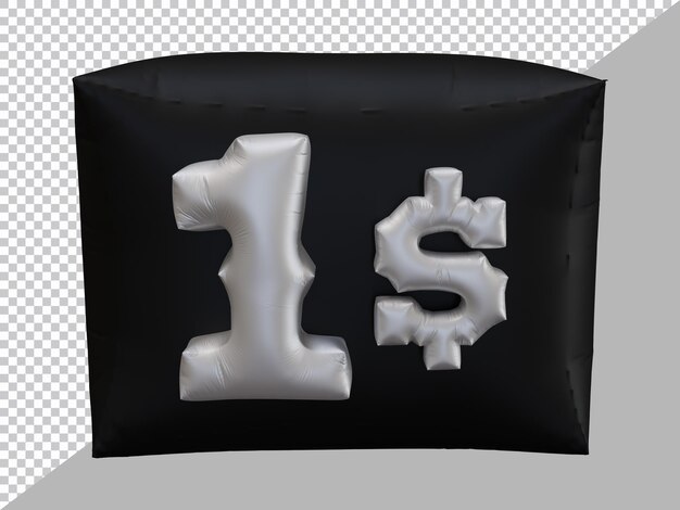 3d rendering of 1 dollar balloon