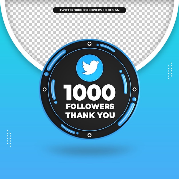 3d rendering of 1000 followers on twitter design