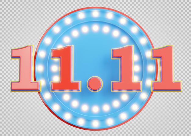 Rendering 3d 1111 banner di vendita flash con lampadina