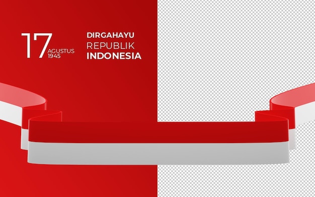 8월 17일 인도네시아 독립 기념일 인사말 카드의 3d 렌더링