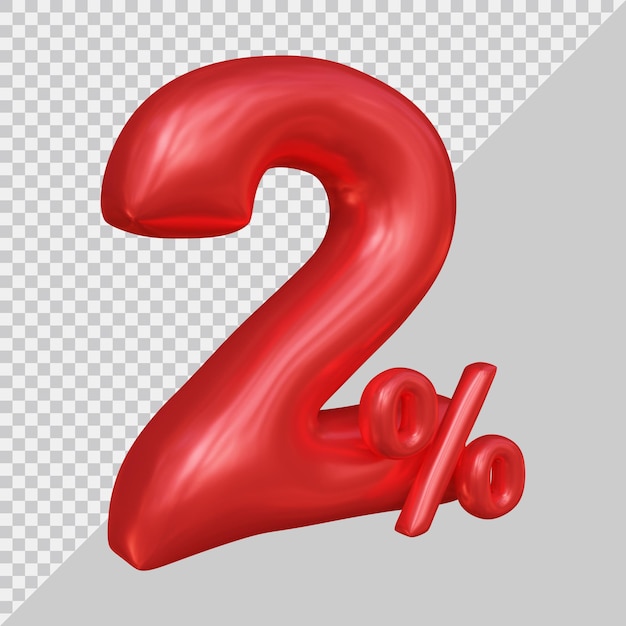 2% 풍선의 3d 렌더링