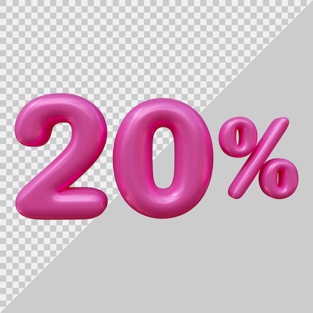 3d rendering of 20 percent with modern style