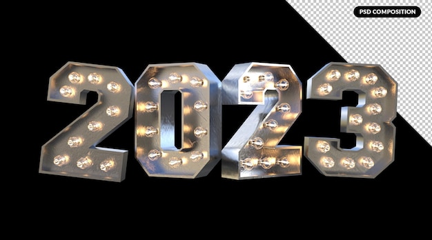 3d-rendering 2023 nieuwjaar teksteffect