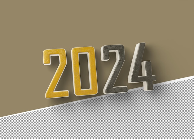 PSD 3d rendering 2024 black with golden composition