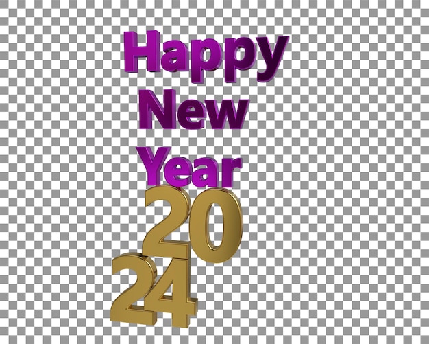 PSD 3d-rendering 2024 gelukkig nieuwjaar 3d tekst typografie ontwerpelement