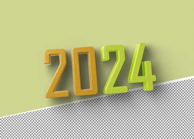 PSD 3d rendering 2024 groen met gouden compositie