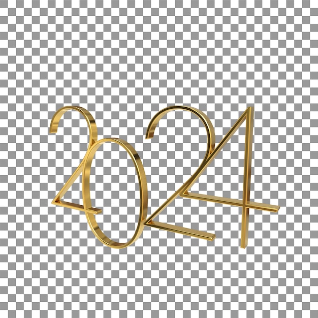 PSD 3d rendering 2024 happy new year 3d text typography design element