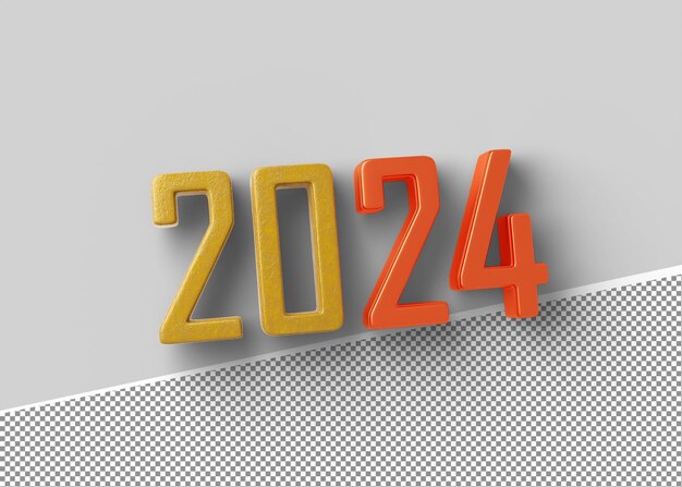 3D-rendering 2024 oranje met gele compositie