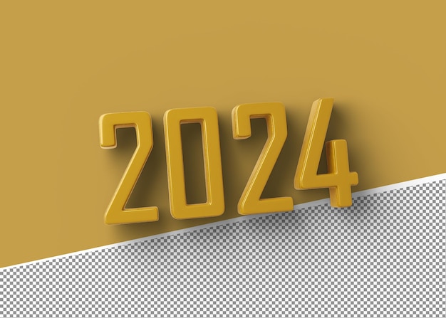 3d-rendering 2024 oranje met gele compositie