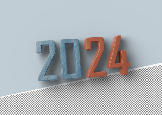 3d Rendering 2024 red with blue composition