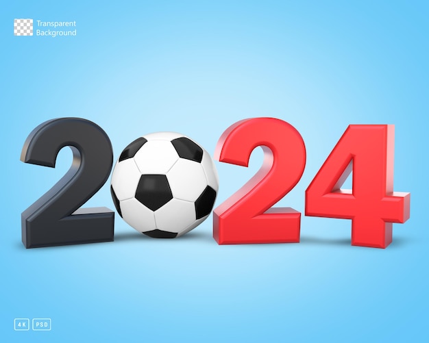 3D-rendering 2024 Tekst met voetbal