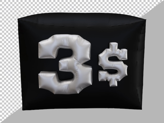 3d rendering of 3 dollar balloon