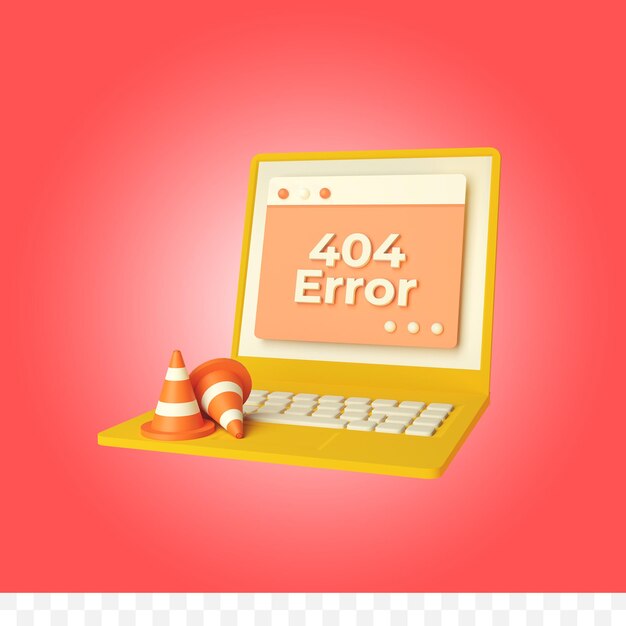 PSD 3d rendering 404 error illustration