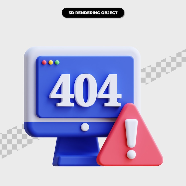 PSD 3d rendering 404 not found icon illustration