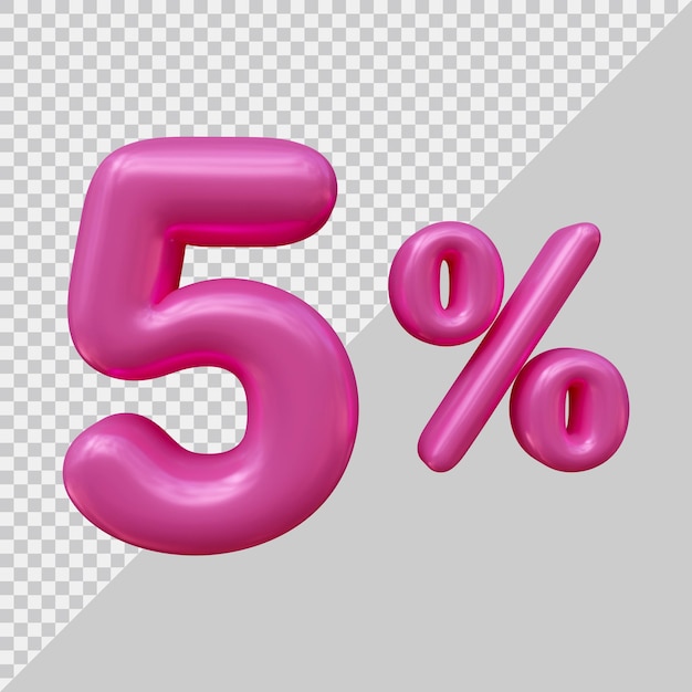 3d rendering of 5 percent with modern style