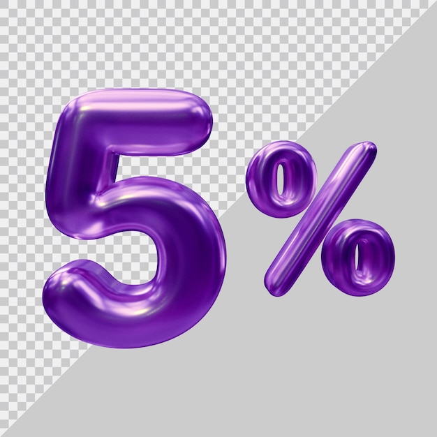 3d rendering of 5 percent with modern style