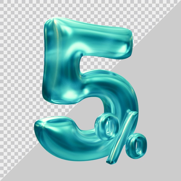 PSD 3d rendering of 5 percent with modern style