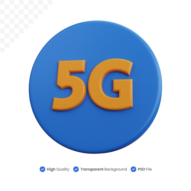 3D-rendering 5g netwerk blauw pictogram geïsoleerd
