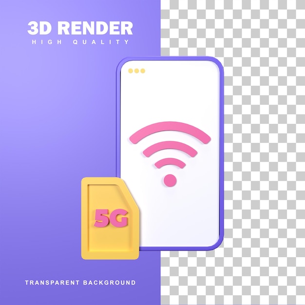 PSD 3d rendering 5g network concept with fast connection.