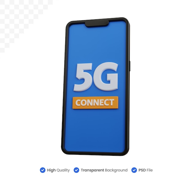 Rendering 3d rete 5g con smartphone isolato