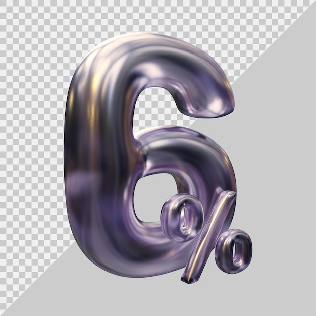 3d rendering of 6 percent with modern style