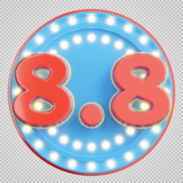 Rendering 3d 88 banner di vendita flash con lampadina