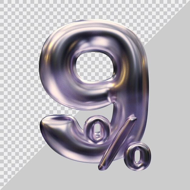 3d rendering of 9 percent with modern style