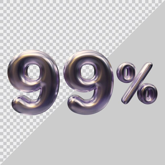 PSD 3d rendering of 99 percent with modern style