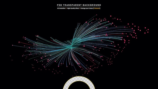 PSD 3d-рендеринг абстрактного фрактального света на прозрачном фоне
