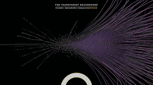 PSD rendering 3d di luce frattale astratta su sfondo trasparente