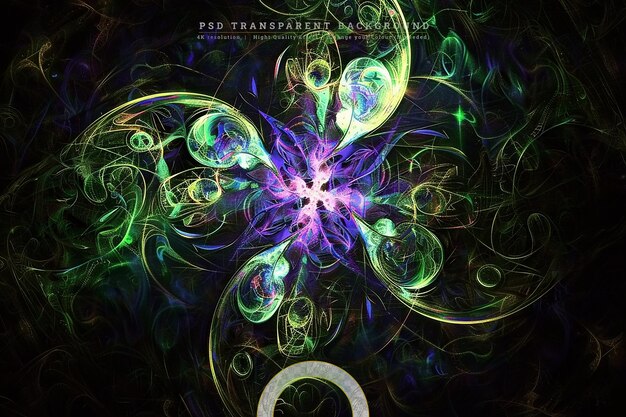 3d rendering abstract multicolor fractal on transparent background