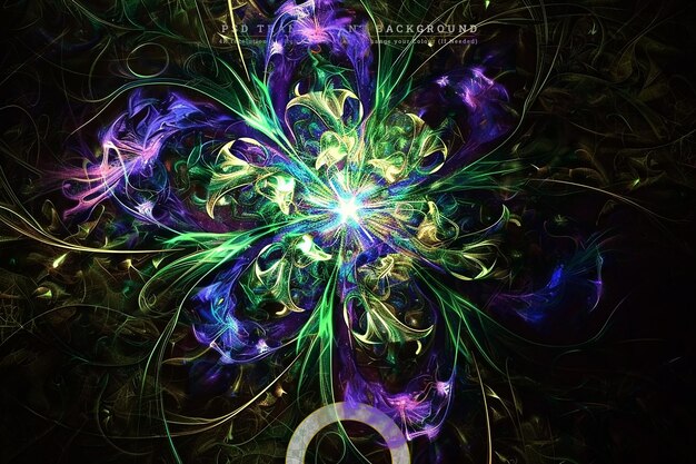 PSD 3d rendering abstract multicolor fractal on transparent background